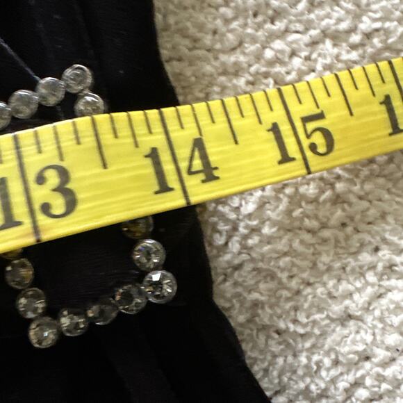 Vintage DAVID WARREN Dress 8 Black Velvet Sheath Rhinestone Gathered Cocktail - Picture 9 of 14